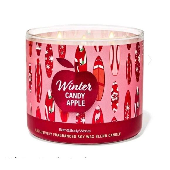 Bath & Body Works WINTER CANDY APPLE 3 Wick SANDY CLAUS Candle NEW Sold out - Picture 1 of 5